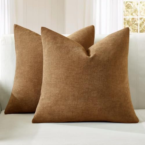 MIULEE Bronze Chenille Couch Euro Throw Pillow Covers by MIULEE