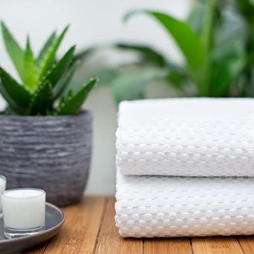 COTTON CRAFT Euro Spa Waffle Weave Bath Sheet - Set of 2 White Towel Sheets - Image 4