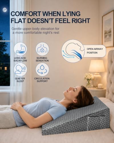 Wedge Pillow for Sleeping, 7.5" Memory Foam Bed Wedge for Back and Leg Use - Image 3