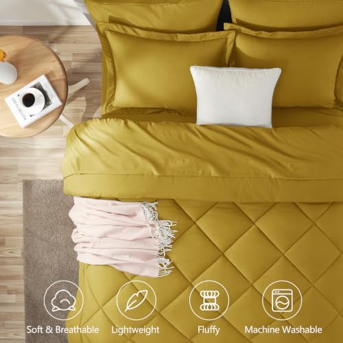 CozyLux King Comforter Set 102"x90" Mustard Yellow - Image 2