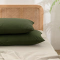 BESTOUCH Washed Cotton Pillowcases Linen Feel Olive Green 12 X 34 inch by BESTOUCH