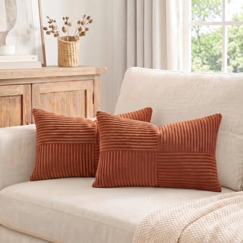 Fancy Homi 2 Packs Rust Long Lumbar Decorative Throw Pillow Covers 16x24 Inch - Image 7