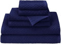 COTTON CRAFT Euro Spa Waffle Weave 6 Piece Towel Set - 100% Cotton - Navy by COTTONCRAFT