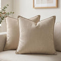 Fancy Homi Set of 2 Taupe 20x20 Inch Soft Chenille Decorative Throw Pillow by Fancy+Homi
