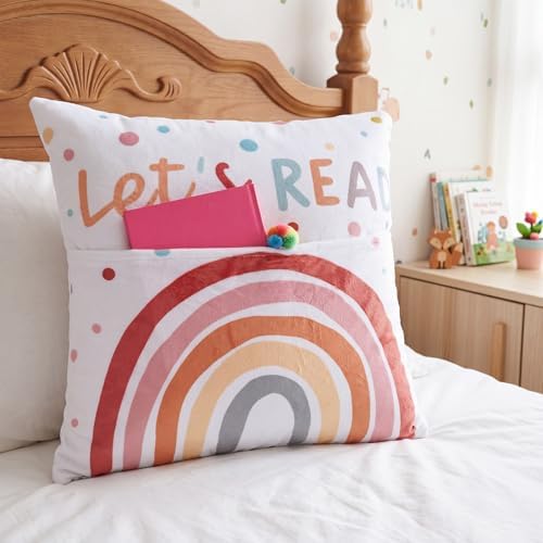 18 x 18 Inch Rainbow Pocket Reading Throw Pillow Gift - Image 6