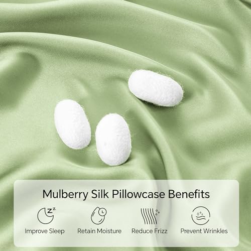 INFIIXSO Silk Pillow Cases 2 Pack, Standard Size, Hidden Zipper, Sage Green - Image 2