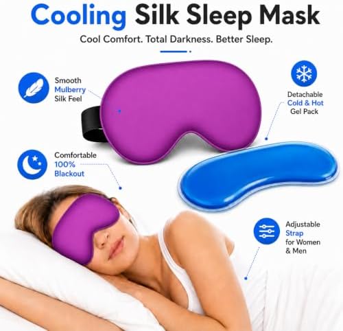 Silk Sleep Mask with 100% Mulberry Silk Cover, Adjustable Strap Night Eye Mask - Image 5