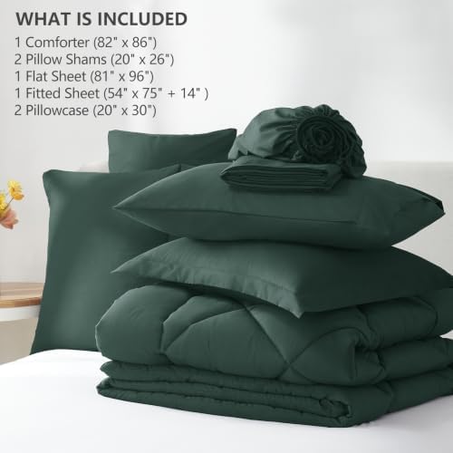 CozyLux Full Comforter Set 82"x86" Forest Green - Image 6