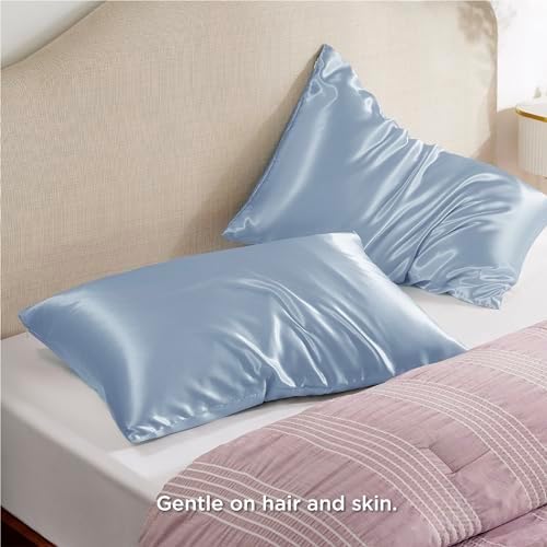 Bedsure Satin Pillowcase with Zipper, King Pillow Cases Set of 2 - Image 2
