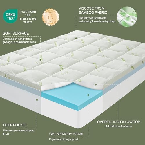 GRUSIGN Queen Memory Foam Mattress Topper, 4 Inch Dual Layer Gel Foam Mattress - Image 4