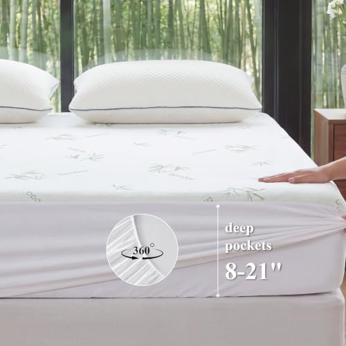 Cal King Waterproof Mattress Protector, Bamboo Viscose Mattress Pad - Image 5