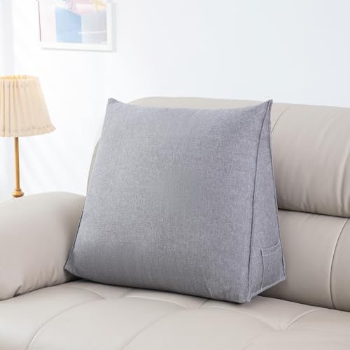 Triangular Reading Pillow with Side Pocket, Backrest Support Cushion by Unknown