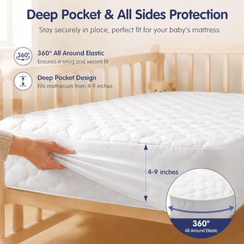 GRT 2 Pack Crib Waterproof Mattress Protector, Quiet Crib Mattress Cover - Image 4
