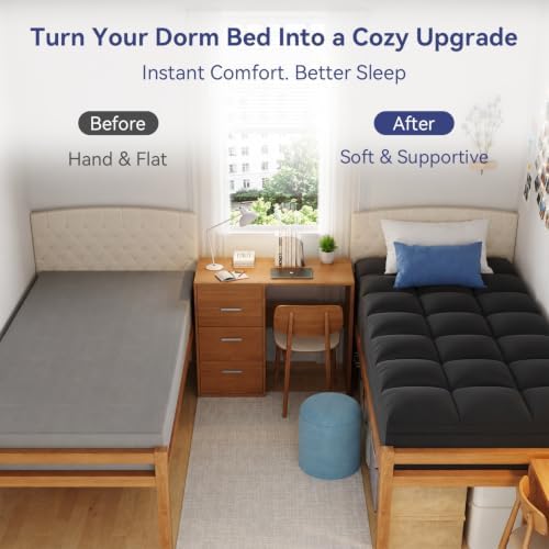 ELEMUSE Twin XL Black Mattress Topper - Image 5