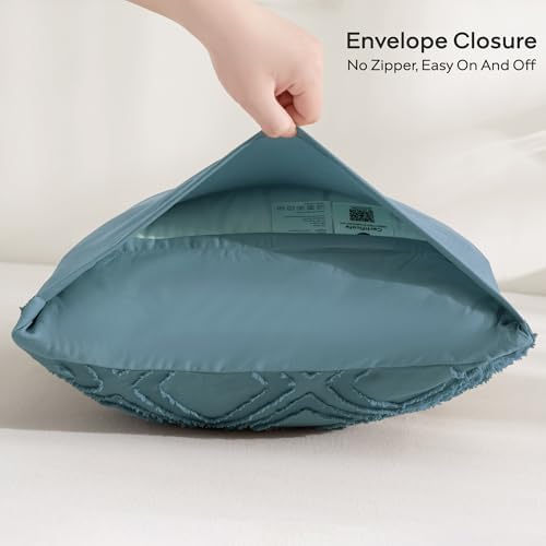 JELLYMONI Grayish Blue Grid Tufted Pillowcases King Size - Image 5