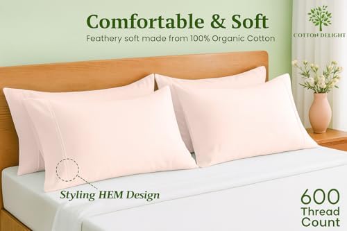 Cotton Delight 100% Organic Cotton Queen Pillowcases Set of 2 – 600 Thread - Image 2
