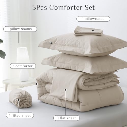 JOLLYVOGUE Twin Comforter Set, Ultra-Soft Bed in a Bag Twin Size 5 Pieces - Image 5