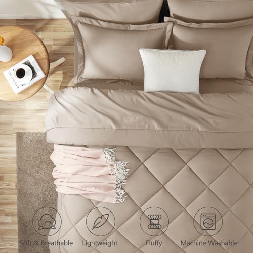 CozyLux Queen Comforter Set 88"x88" Wheat - Image 2