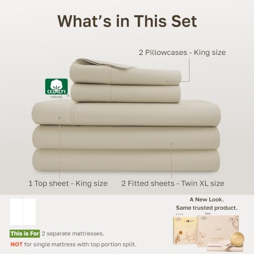 California Design Den Soft 100% Cotton Split King Bed Sheets - Image 4