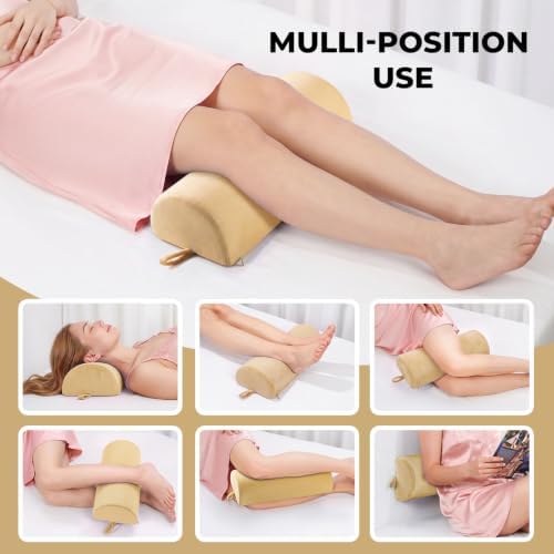 Knee Pillow for Back Sleeping, Half Moon Bolster Pillow for Legs, Memory Foam - Image 7