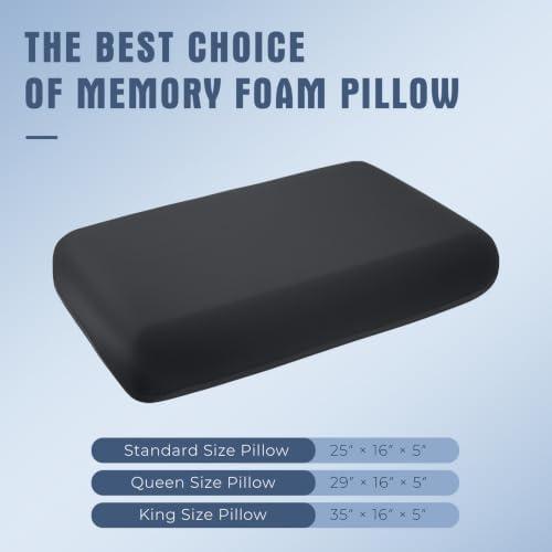 Black Memory Foam Pillows 2 Pack, King Size Slow Rebound Cooling Bed Pillows - Image 2