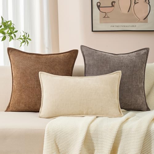 Allorry Throw Pillow Covers 24x24 Grey Chenille Solid Home DecorSY014A24 - Image 5