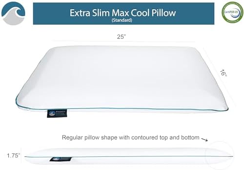 Bluewave Bedding Extra Slim Max Cool CarbonBlue Gel Memory Foam Pillow - Image 3