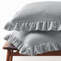Set of 2 Microfiber Ruffle Pillow Cases Queen Size Silver Gray by FMLIUY