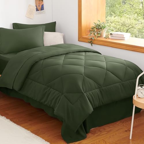 CozyLux Twin XL Comforter Set 68"x88" Olive Green by CozyLux