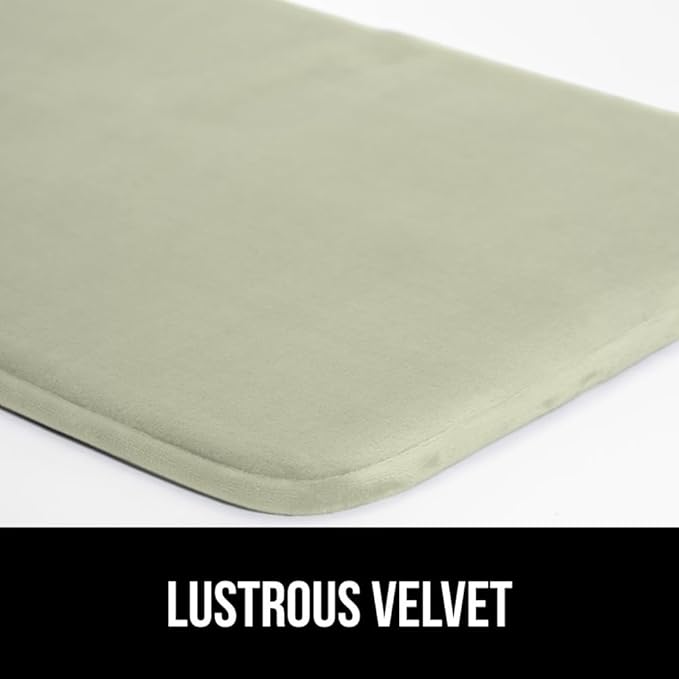 GORILLA GRIP Thick Memory Foam Toilet Rug for Bathroom, Square Shaped Washable, Soft Absorbent Velvet Topside Floor Mats, Machine Wash, Cushioned Luxury Rugs for Bath Room, 22.5x19.5 Sage