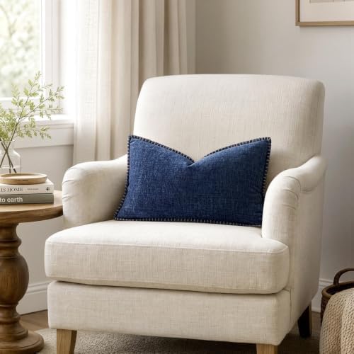 MIULEE Decorative Lumbar Throw Pillow Covers 12x20 Inch Navy 2 Pack - Image 4