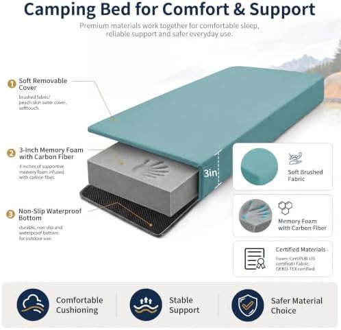 CYMULA Memory Foam Camping Mattress Pad, Sleeping Pad - Image 4