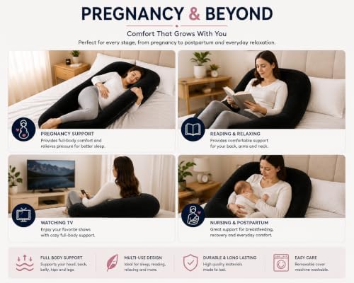 Pregnancy Pillow for Sleeping, U-Shaped Full Body Maternity Pillow for Side - Image 6