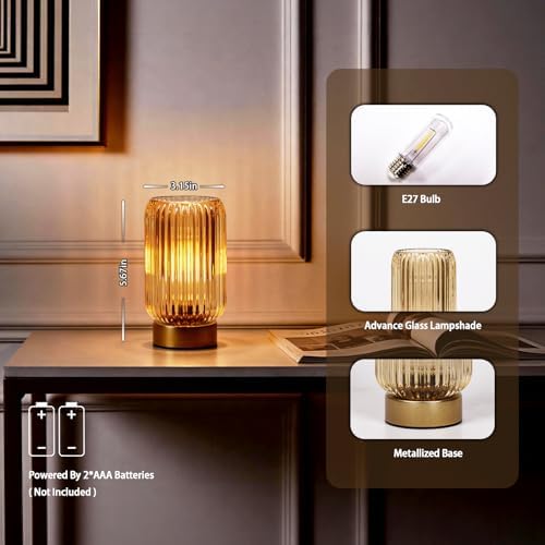 MJ PREMIER Battery Operated Lamp, Small Cordless Lamp with Timer, Yellow - Image 3