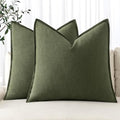 MIULEE Decorative Linen Pillow Covers 16x16 Inch Dark Olive Green by MIULEE