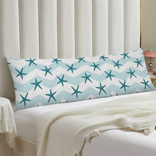 Starfish Body Pillow Cover, Summer Ocean Beach Nautical Long Pillow Case - Image 2
