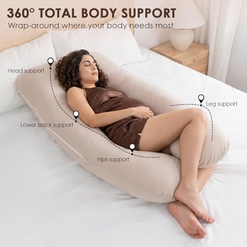 QUEEN ROSE U Shaped Pregnancy Pillow, Breathable Cotton Full Body Support - Image 2