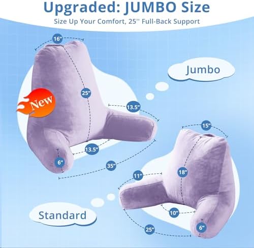Sasttie Reading Pillow for Bed, Back Pillow for Sitting Up - Image 2