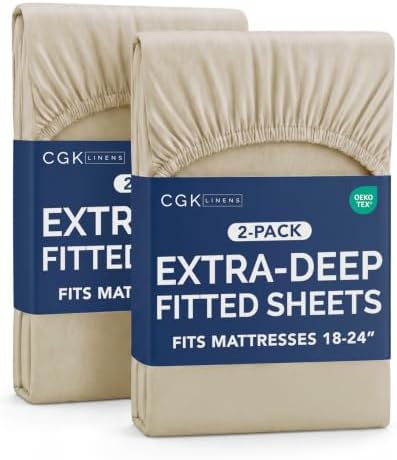 CGK Linens 2 Pack Extra Deep Queen Fitted Sheets by CGKUnlimited