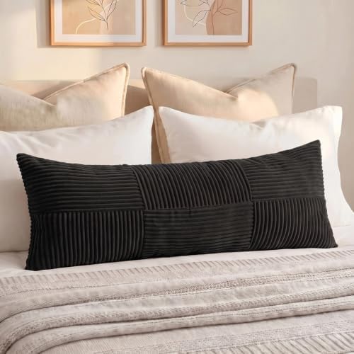 Fancy Homi Set of 2 Black Boho Long Lumbar Body Decorative Throw Pillow Cover - Image 7