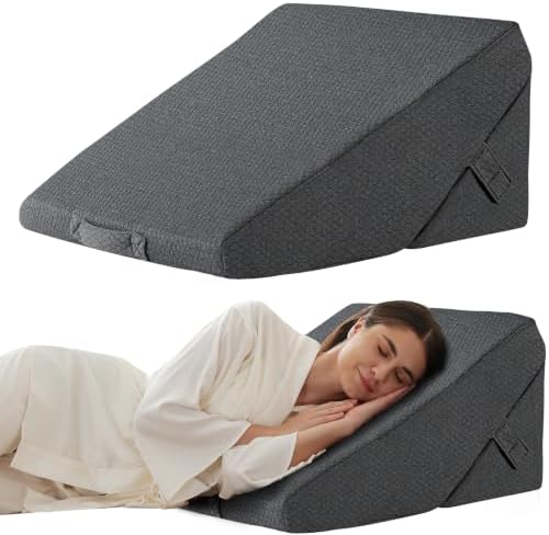 Bedluxe Wedge Pillow for Sleeping, Adjustable 9&12 Inch Foldable Bed Wedge by Bedluxe