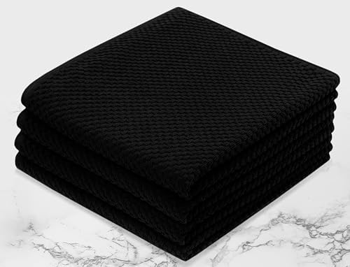 COTTON CRAFT Euro Spa Waffle Weave Bath Towels - Set of 4 Black Towels - Image 5