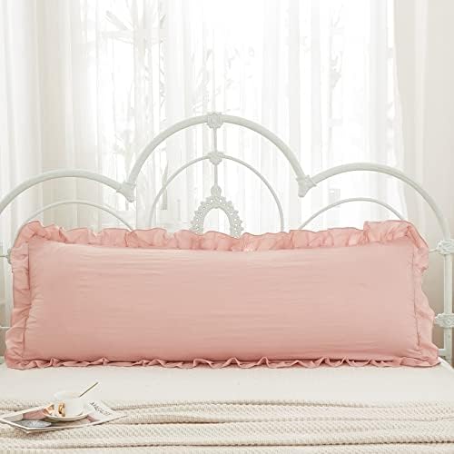 Pink Body Pillow Cover 20x54inches Long Pillowcase Ruffled Pillowcases Shabby - Image 2