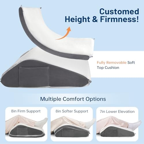 Vekkia Knee Wedge Pillow for Back Sleeping, Dual-Layer Adjustable Leg Pillow - Image 5