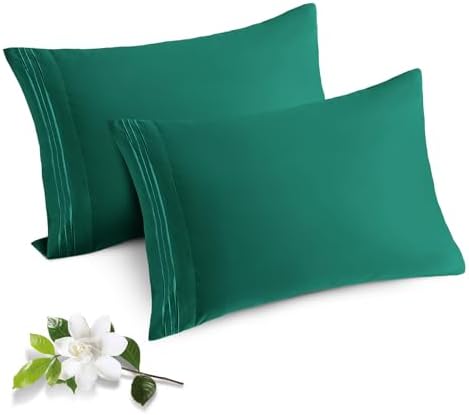 Horbaunal Microfiber Pillowcases Queen Size, Dark Green, 2 Pack by Horbaunal