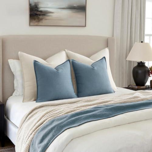 MIULEE Thick Textured Decorative Throw Pillow Covers 20x20 Inch Blue - Image 5
