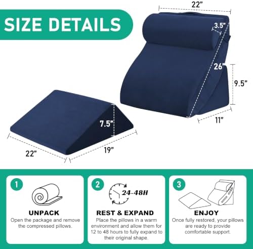 4PCS Wedge Pillow Set for After Surgery, Orthopedic Bed Wedge Pillow for Back - Image 2