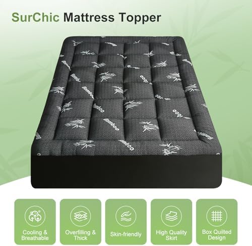 Queen Size Mattress Topper Viscose Derived from Bamboo, Soft Thick Pillow Top - Image 4