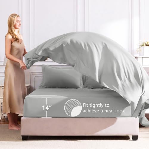 CozyLux Oversized King Comforter Set 120"x98", 7 Piece, Light Grey - Image 5