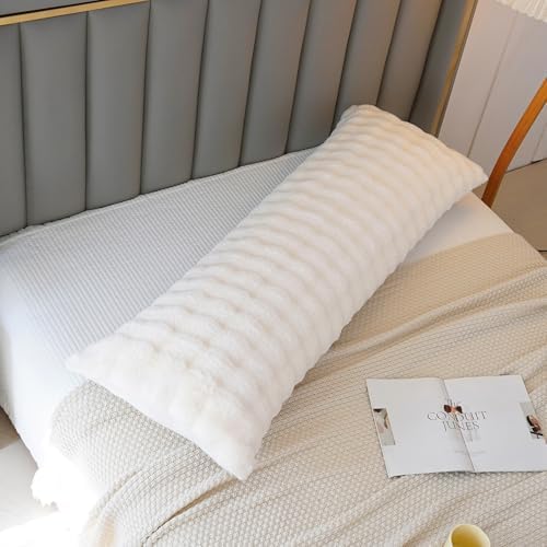 JAUXIO Fluffy Faux Fur Body Pillow Cover, Luxury Bubble Waffle Carved Plush - Image 3